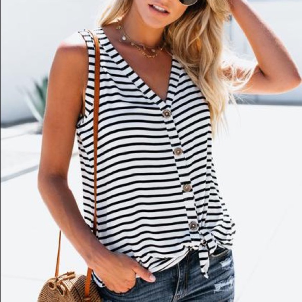 Vici Collection Bailee Button Down Striped Tank